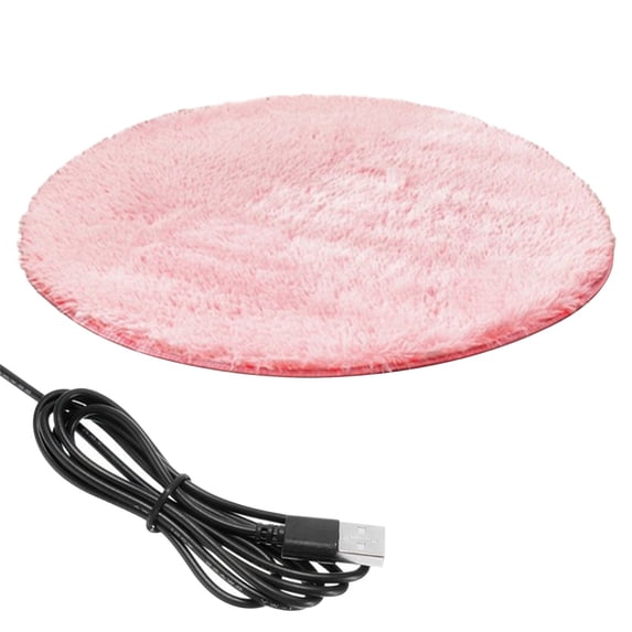 Pet Heating Pad, Temperature Holding Small Dog Cat Heating Bed, Round Easy Clean Waterproof Pet Mat for Indoor Outdoor Use, Pink