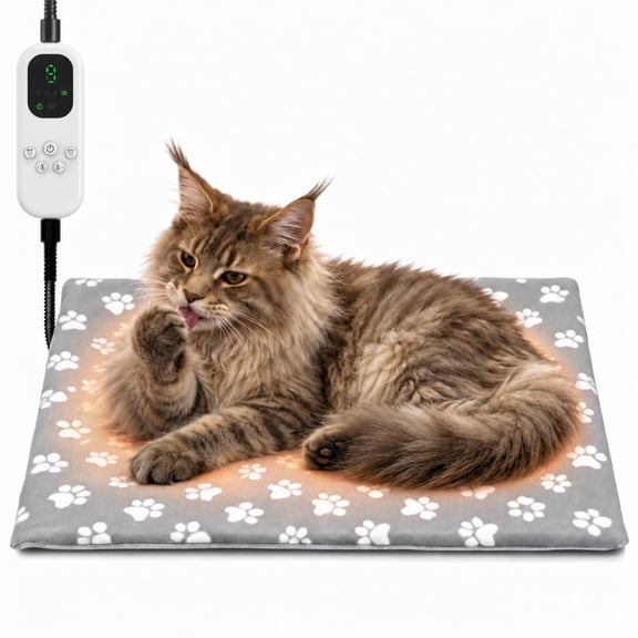 Pet Heating Pad for Cats Heated Cat Bed with Steel-Wrapped Cord and Soft Fleece Cover for Cats and Puppies-19.69 X15.75 Inches
