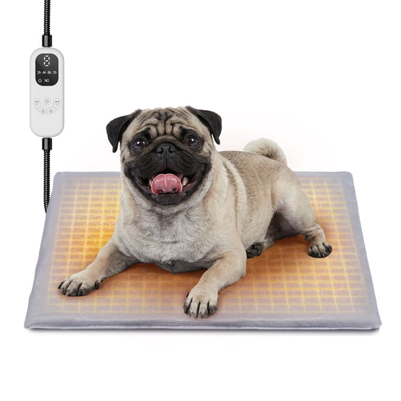 Pet Heating Pad for Dogs and Cats Heated Bed with Steel-Wrapped Cord and Soft Fleece Cover, 25.4 x 19.5 Inches Pet Electric Heating Pad for Dogs Cats in Winter