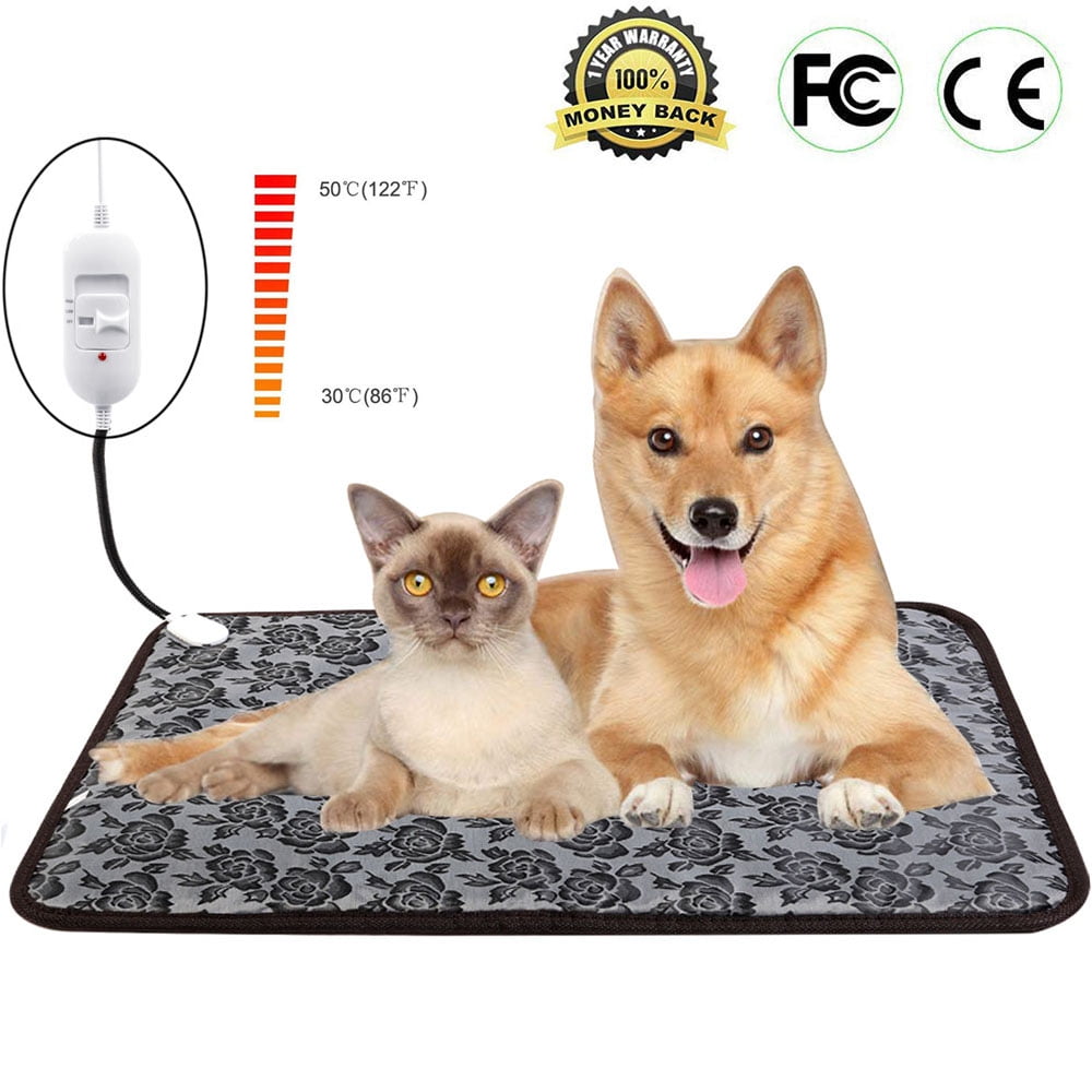 Pet Heating Pad - Waterproof Electric Warming Mat For Cats & Dogs, 35.4x23.6", Adjustable Temp/Timer, Chew-Resistant Cord