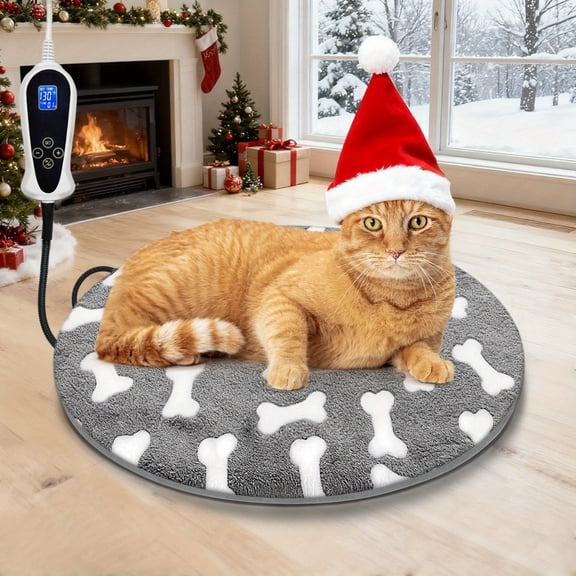 Pet Heating Pad w/ Smart Thermostat & Timer for Cats, Dogs, Puppies. Cozy Crate Bed, Whelping Box Supply. US Plug. Valentine's Gift