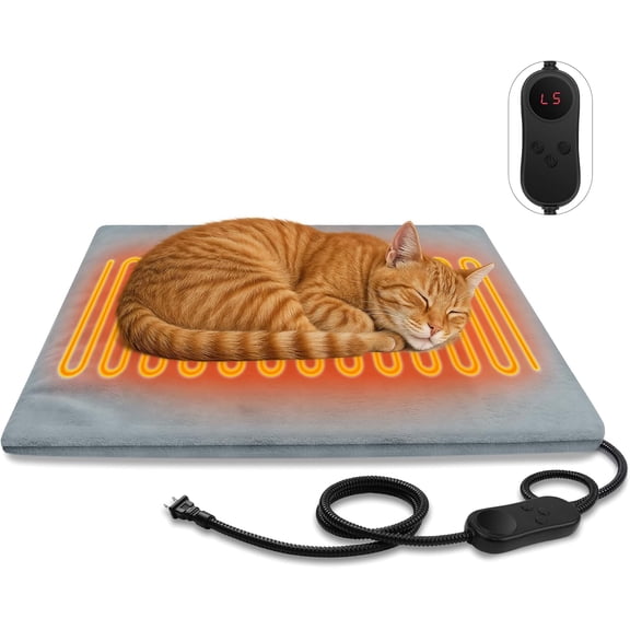 Pet Heating Pads for Cats & Dogs Outdoor Indoor, 17.7 * 17.7inches Puppy Cat Pad Bed Mat Waterprooof, Heated Dog Blanket Outside, Gifts in Winter