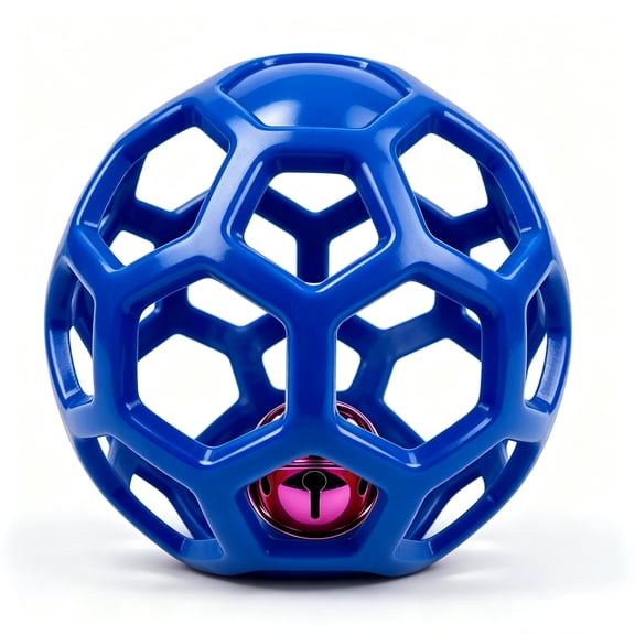 Pet Hollow Rubber Ball with Detachable Metal Bell, Interactive Chew Toy for Small Medium Dogs & Cats, Durable Teething Play Ball for Indoor Outdoor Playing