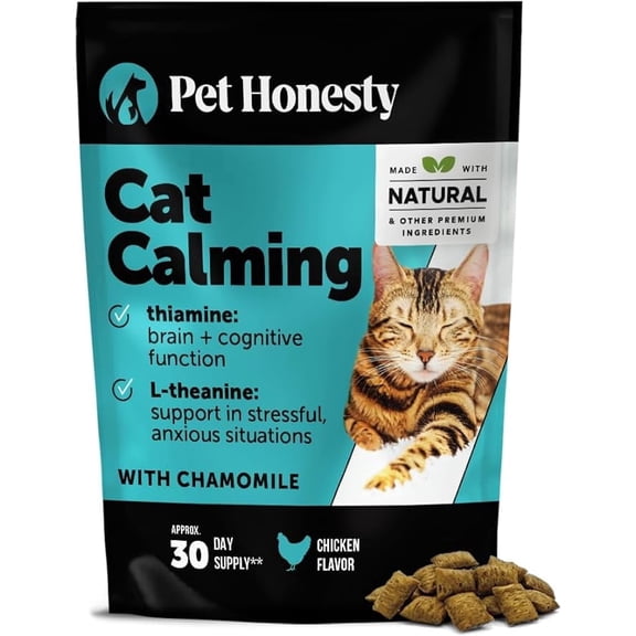 Pet Honesty Cat Calming Chews, Dual Texture Supplement for Anxiety Relief Stress & Behavioral Support Promotes Relaxation, Chicken Flavor, 3.7 oz