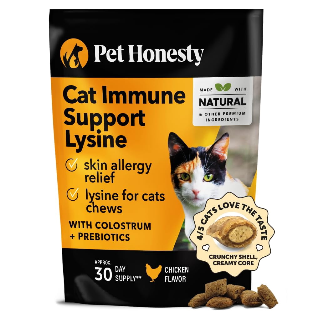 Image showcasing Pet Honesty Cat Immune SBF3 Support Lysine - Cat Allergy Sneezing ...