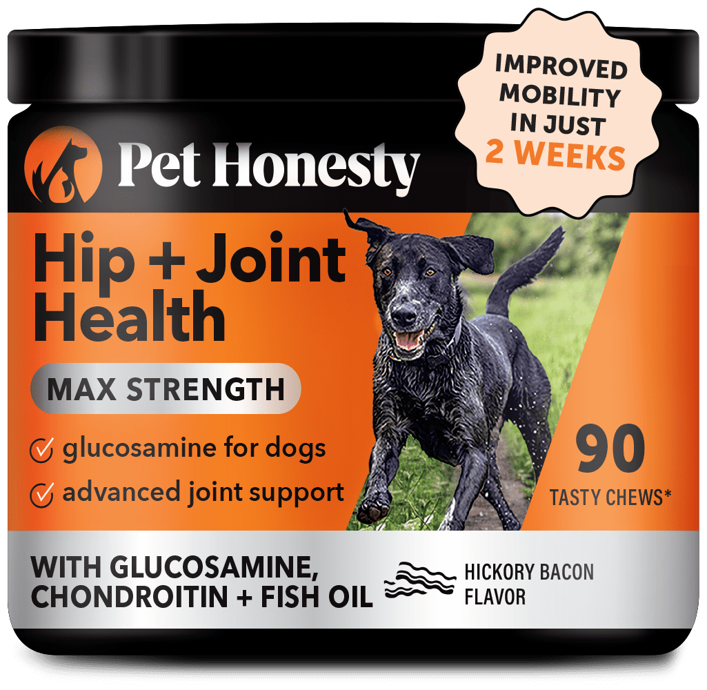 Pet Honesty Hip + Joint Health Max-Strength Hickory Bacon Flavor Glucosamine Supplement for Dogs, 90 count