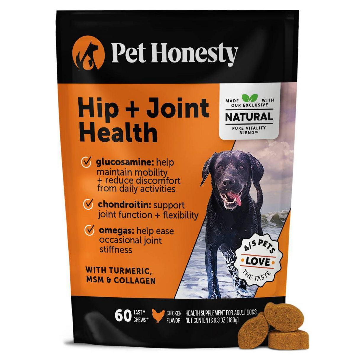 Pet Honesty Dog, Hip & Joint Health Support Supplement w Glucosamine
