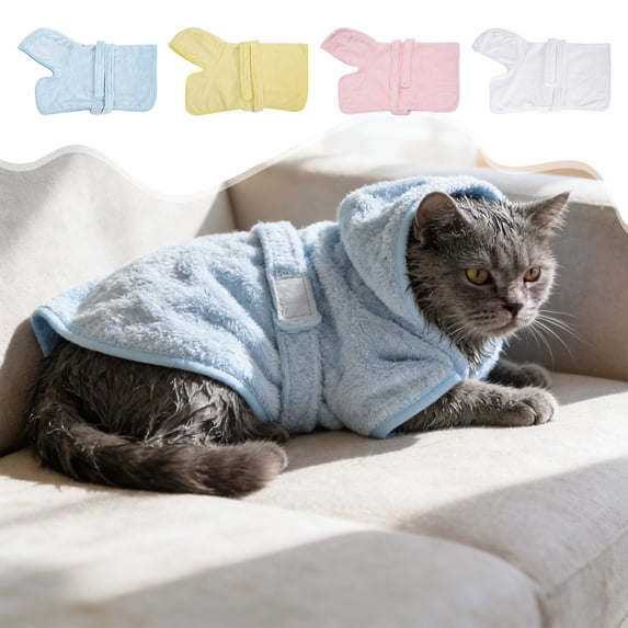 Pet Hooded Bathrobe Fast Dry Washable Towel Wrap for Dogs Cats Lightweight Cozy Absorbent Drying Coats for Home Travel
