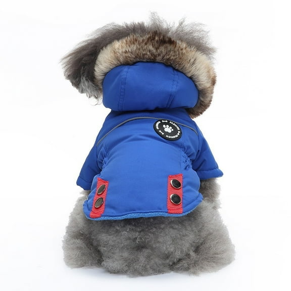 Pet Hooded Jacket, Slim Fit Front Snap Coat with Soft Fleece Lining, Cozy Outerwear for Small Medium Dogs, Warm Animal Clothing blue L 9.9-11 lbs