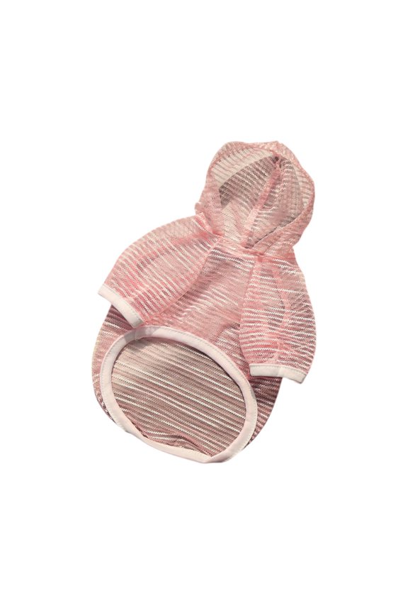 Pet Hooded Vest - Spring Summer Animal Apparel, Pink Size S, Striped Pattern, Breathable Mesh Fabric, Lightweight Design - For Small Dogs, For Cats, Daily Wear, Outdoor Walks, Spring Outings, Summer