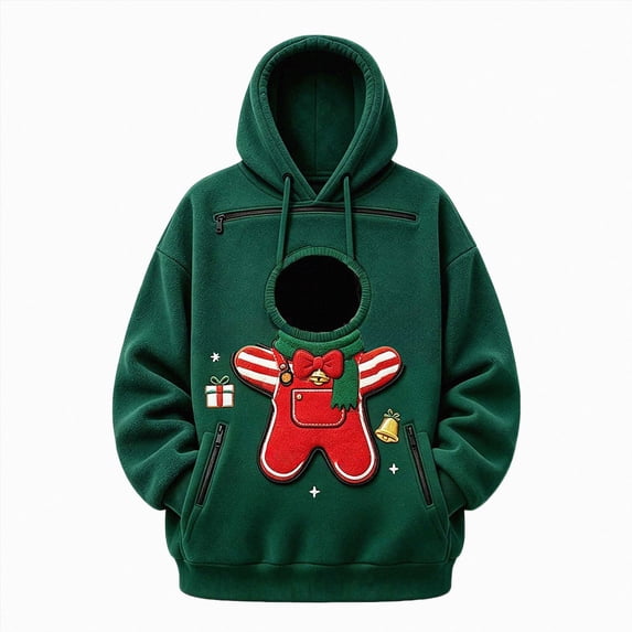 Pet Hoodie With Cat Dog Pouch Christmas Pet Carrier Costume Oversized Fall Winter