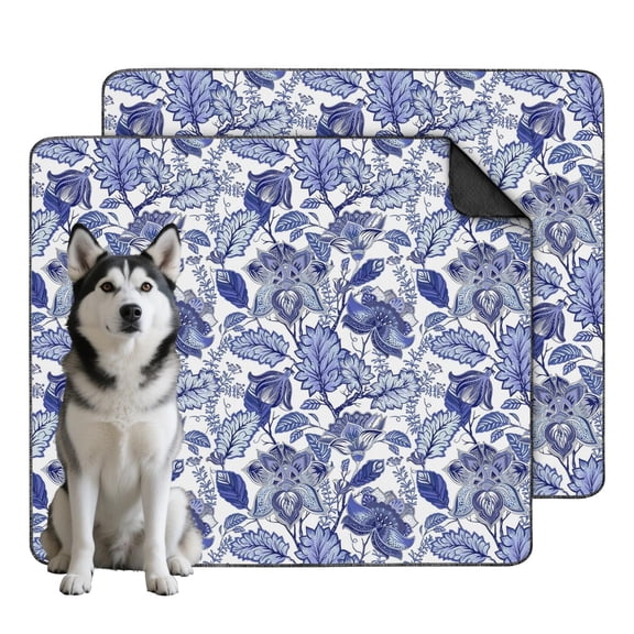 Pet House Training Pads with Garden Flower Motif, 2-Set Washable & Reusable Mats Featuring Advanced Absorption Technology for Indoor Use