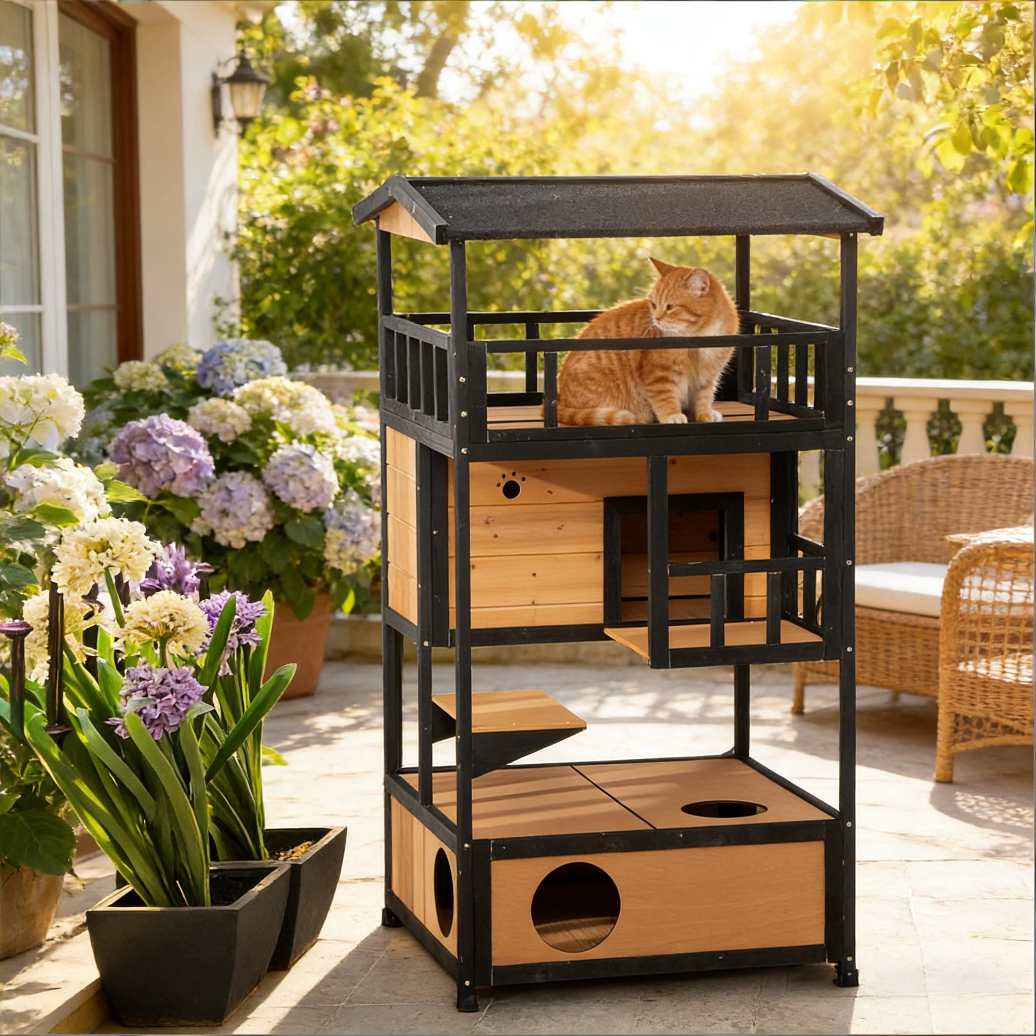 Pet House Wooden Outdoor Cat House