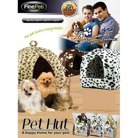Pet Hut With Soft Fleece Cushion Leopard Print