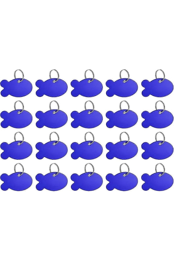 Pet ID Tags, Metal Engraving Tag, Fish-Shape Dog ID Tag, Blue Blank Tags with Key Rings fo