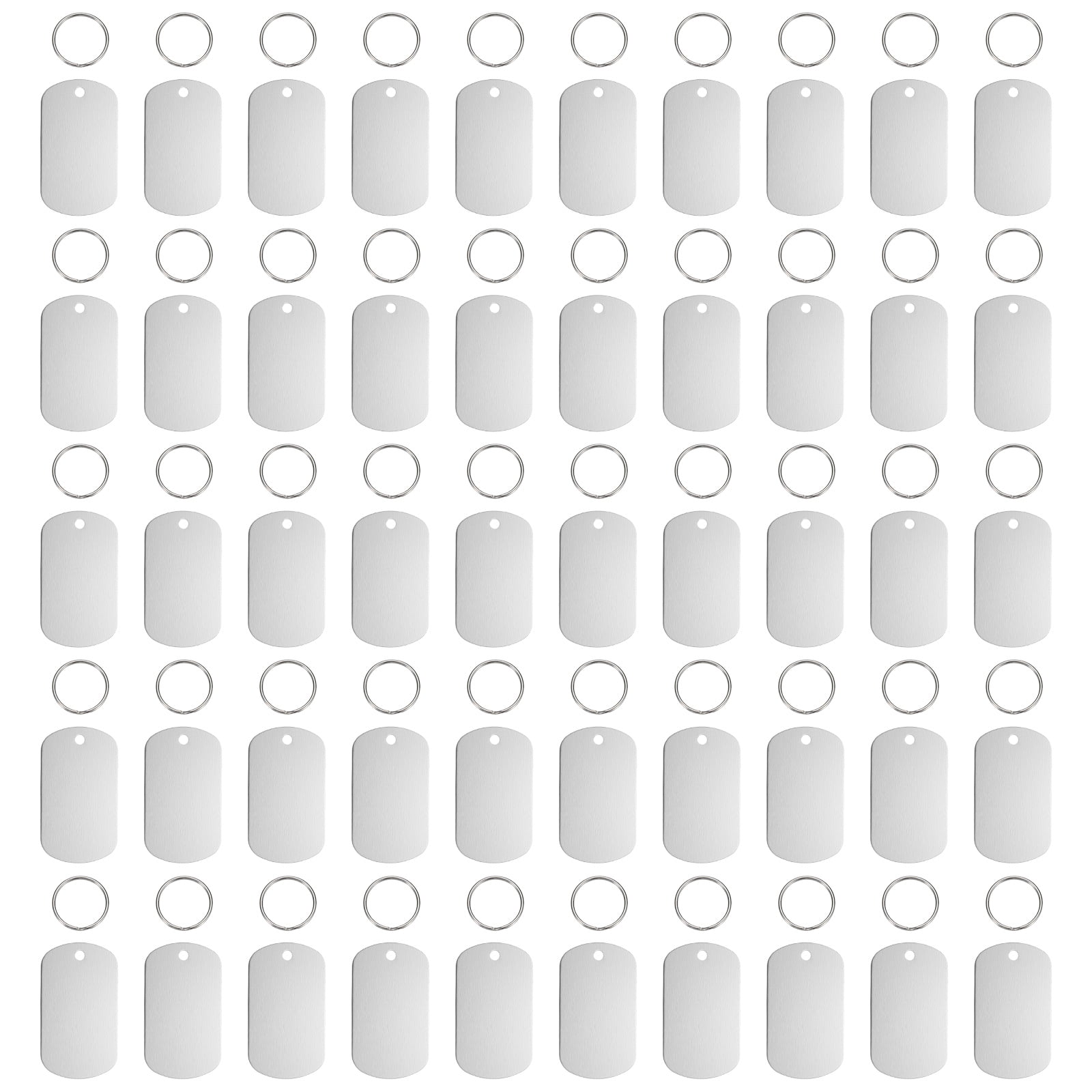 Pet ID Tags, Personalized Dog Cat Tag Aluminum Rectangle Engraved Blank with Key Ring 50x29mm Red 20Pcs