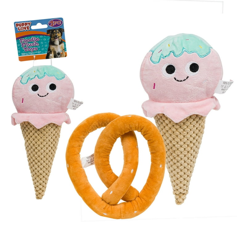 Pet- Ice Cream Cone/Pretzel Pet Plush Toy- 9