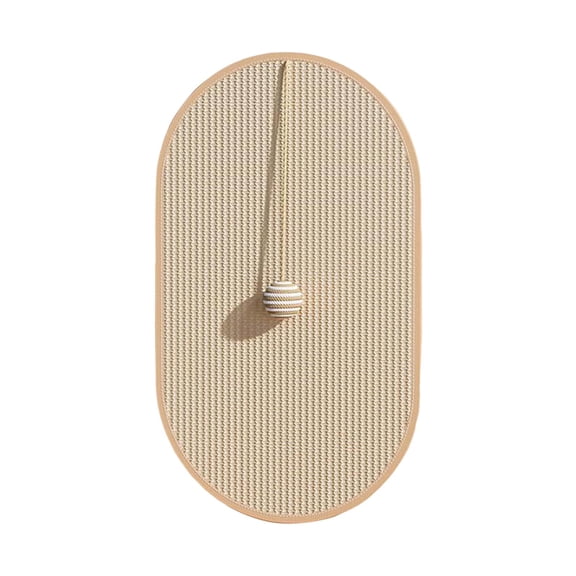 Pet Ice Mats for Upgraded Oval Scratch Mat with Sisal Indoor Floor & Wall Safe Rug Enhanced Back Wall Tape Scratch Mat for Cats and Dogs, 58x36 cm, Beige