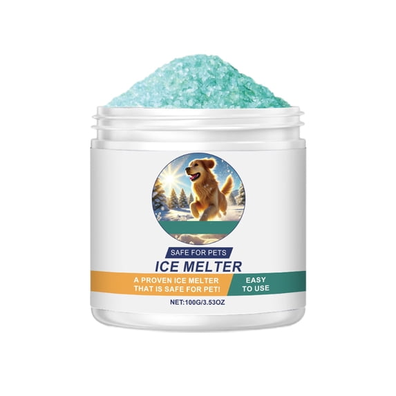 Pet Ice Melt For Concrete, Ice Melt Pet Friendly For Pets And Surfaces,Ice Removal Sidewalk Melt,100g/3.53 oz,Pet Safe Snow & Ice Melt,Safe for Concrete Driveway and Roof(Light blue)