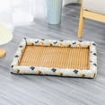 thumbnail image 1 of Pet Ice Pad Mat, Washable Natural Rattan Pet Cooling Mat Bed For Dogs Cats, Pets Ice Pad Rattan Mat Nest, Summer Pet Woven Breathable Square Mat Sleeping Pad With Pillow For Dogs Cats, 90*70cm Grey, 1 of 8