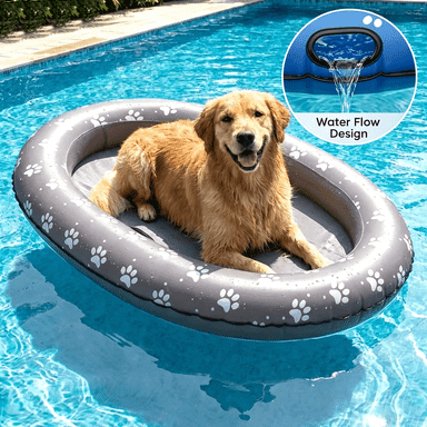 Pet Inflatable Dog Pool Float, Bone Shaped Floating Raft for Small Medium Large Dogs, 35x25 Inch Pet Float for Hot Weather