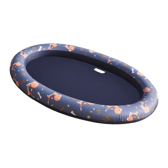 Pet Inflatable Float Bed 53x35 Inch Heavy-Duty Nylon Water Floating Mat Anti-Scratch Summer Pool Lake Floating Platform for Dogs Black