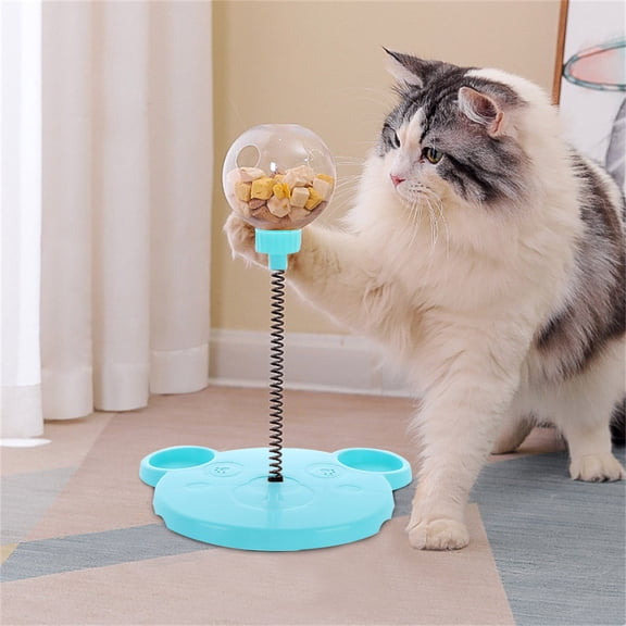 Pet Interactive Food Dispensing Toy for Slow Feeding - Puzzle Design Size 9.6x6.7 Inches (Blue)