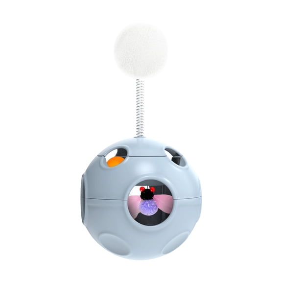 Pet Interactive Rolling Puzzle Ball Toy / Spinning Bubble Cube Style Treat Dispensing Play Ball with Spring Teaser Attachment