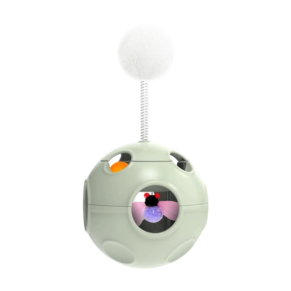 Pet Interactive Rolling Puzzle Ball Toy / Spinning Bubble Cube Style Treat Dispensing Play Ball with Spring Teaser Attachment