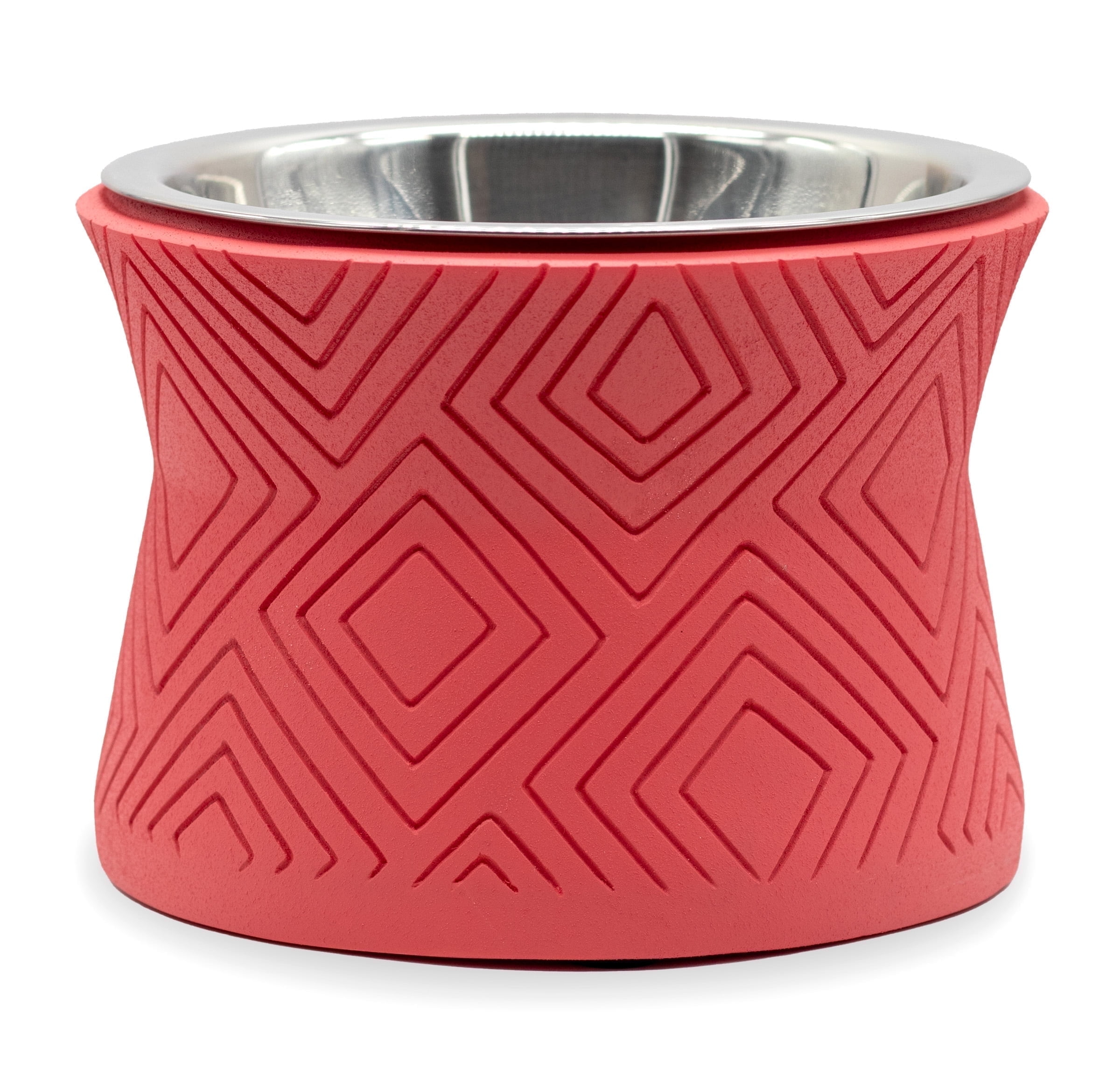 Pet Junkie Santa Fe Elevated Small Polyresin Food & Water Bowl with Stainless Steel Dish for Pets, Coral Pink
