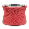 thumbnail image 1 of Pet Junkie Santa Fe Elevated Small Polyresin Food & Water Bowl with Stainless Steel Dish for Pets, Coral Pink, 1 of 5