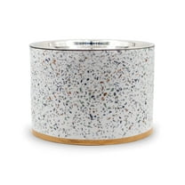Pet Junkie Elevated Large Terrazzo Food & Water Bowl with Stainless Steel Inner Dish for Dogs, White