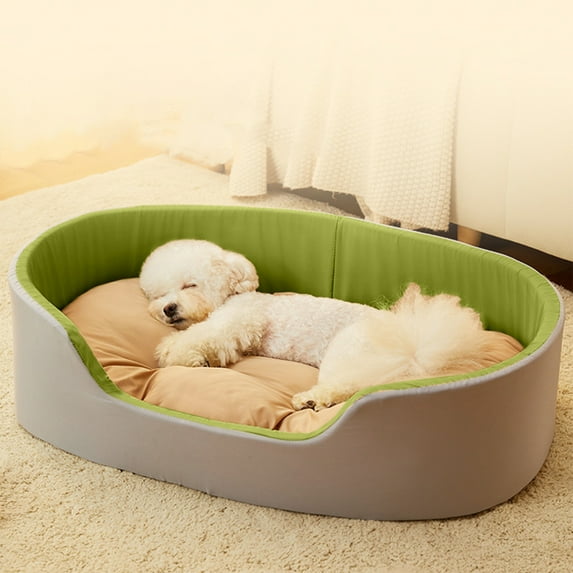 Pet Kennel House | Double Sided Washable Polyester Cat & Dog Bed | Three Dimensional Breathable Cave with Toy | Anti-Slip Waterproof Base | 15.7x11.8 in | 1 Pack | Yellow Brown Green