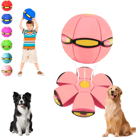 Pet & Kids Magic Flying Saucer Ball – 6 Lights Dual Form Switchable Disc, Ideal for Parent-Kid & Pet Interactive Outdoor/Camping Games