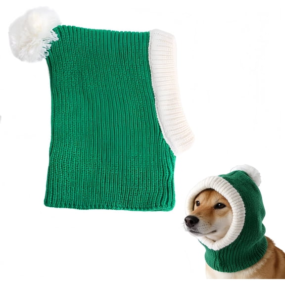 Pet Knit Hat & Neck Gaiter - Warm Winter Dog Cat Hat, Festive Pets Beanie, Soft Knitted Pet Neckwear for Small Medium Large Dogs&Cats (Green, Large)