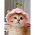 thumbnail image 1 of Pet Knitted Flower Hat with Ruffled Edge Handcrafted Crochet Design Adjustable Tie for Small Dogs and Cats Costume Accessories, 1 of 4