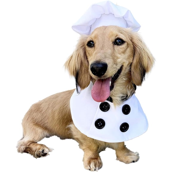 Pet Krewe Chef Uniform Dog Costume Fits Dogs Size Small, Medium, Large or Extra Large - Perfect for Halloween, Parties, Photoshoots, Gifts for Dog Lovers (S)