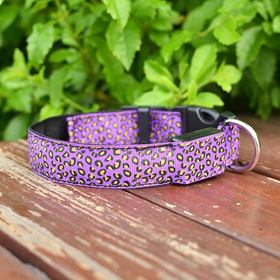 Pet LED Luminous Collar, Leopard Print Illuminated Necklace For Dog And Cat