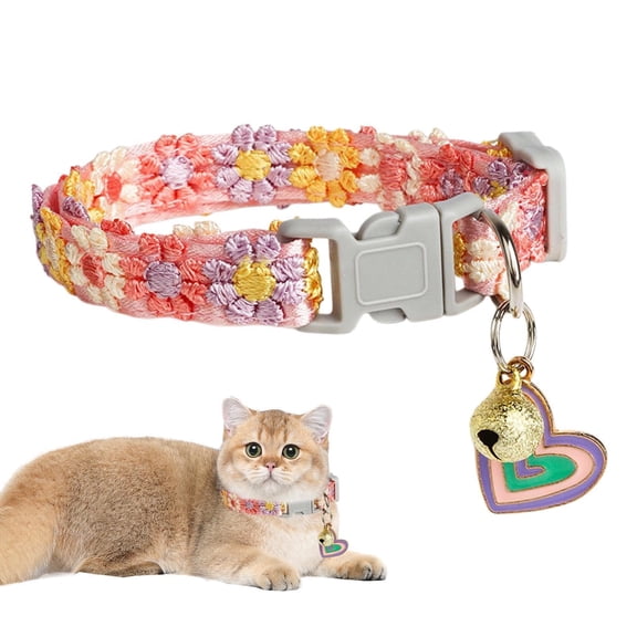 Pet Lace Collar – Cat Dog Neck Accessory, Embroidered Fabric Band, Bell Charm, Soft Adjustable Stylish Design for Small Pets Daily Wear Decoration Use