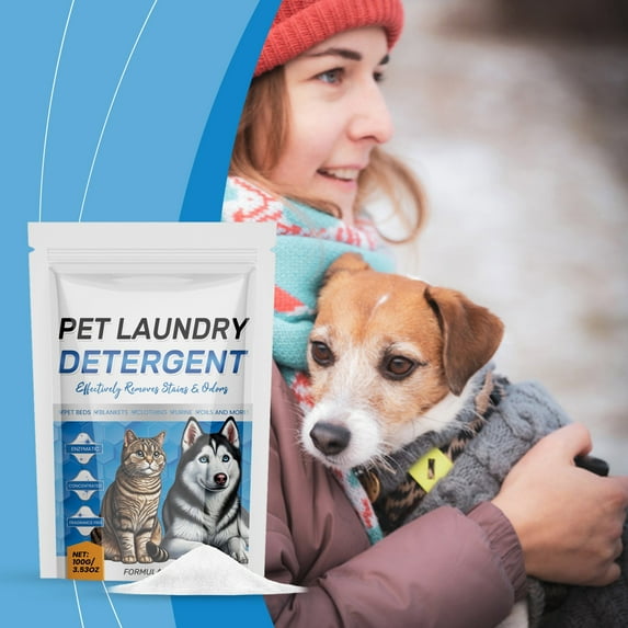 Pet Laundry Detergent Powder | Odor Remover & Stain Cleaner for Urine & Saliva | Deep Cleaning, Color Safe, Fresh Scent | Fast Dissolving | Multi-Fabric | Home Pet Wash | 500g Pack