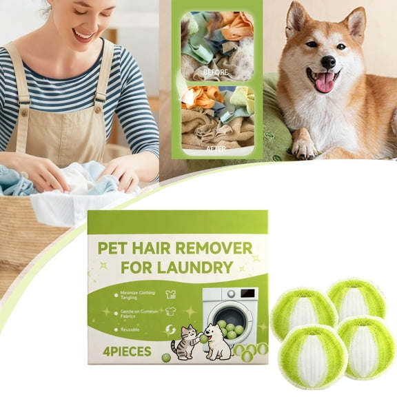 Pet Laundry Hair Remover Balls Washable Lint Removal Tool For Washing Machine Carpet And Grooming(Green-3.5Cm)
