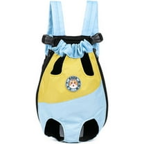 Pet Legs Out Carrier Backpack, Dog Cat Front Backpack Ventilated Mesh Travel Back Pack with Safety Belt for Travel Hiking Cycling Outdoor Use, Small Medium Puppy Large Cat Carrying Bag, Blue