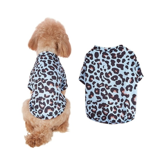 Pet Leopard Print Onesie - Blue Leopard Pattern, Comfortable Fabric - For Small Dogs Cats, Indoor Outdoor Wear, Daily Use