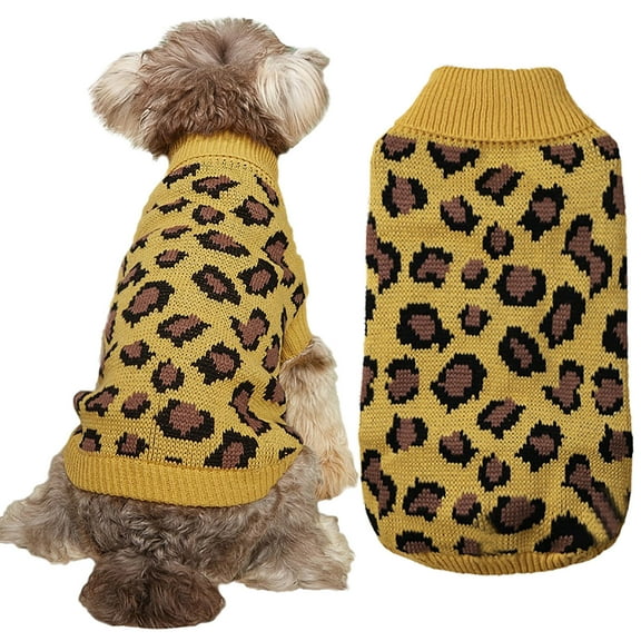 Pet Leopard Sweater Clothes Warm and Soft Knitted Clothes Small Dog Autumn Winter Pet Clothe Home Decor