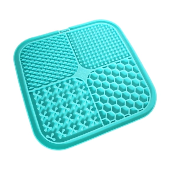 Pet Lick Mat Slow Feeder Pad with Suction Cups Silicone Dog Feeding Mat for Slow Eating Square Design Multiple Textures for Dogs and Cats