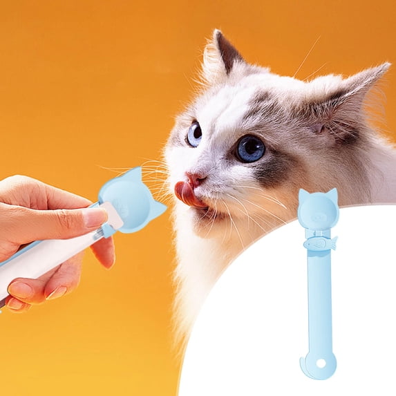 Pet Lick Mat Spoon, Cat Treat Dispenser for Purees and Snacks, Squeeze Feeding Tool with Easy Grip, Portable and Washable, 1 Count