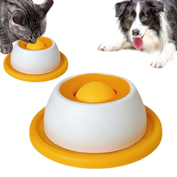 Pet Licking Fun Slow Food Bowl Yellow, Interactive Dog Enrichment Toy & Slow Feeder Bowl for Fast Eaters, Anxiety Relief, Boredom Reducer, Anti-Slip Lick Bowl for All Breed Dogs,licksphere for dogs