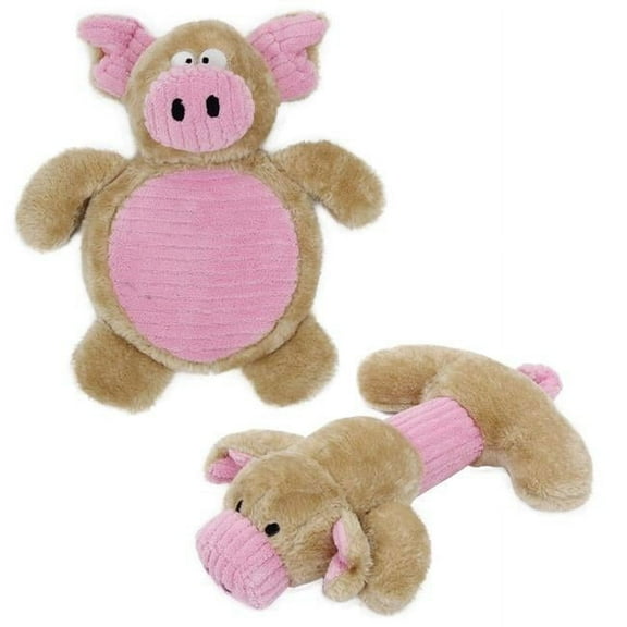 Pet Life ® 2-piece Dual Squeaker and Plush Animal Dog Toy Set