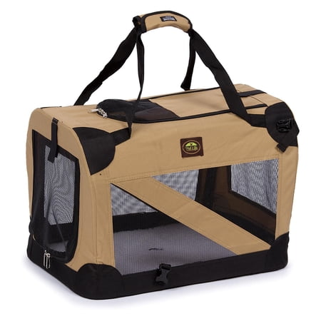 Pet Life ® '360° Vista View' Zippered Soft Folding Collapsible Durable Metal Framed Pet Dog Crate House Carrier