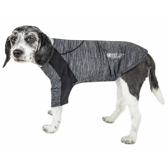 Pet Life ® Active 'Chewitt Wagassy' 4-Way-Stretch Yoga Fitness Long-Sleeve Dog T-Shirt